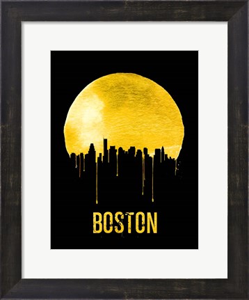 Framed Boston Skyline Yellow Print