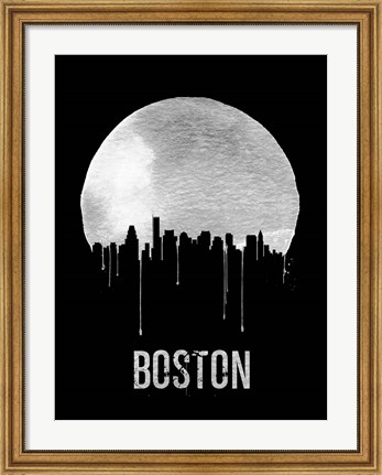 Framed Boston Skyline Black Print