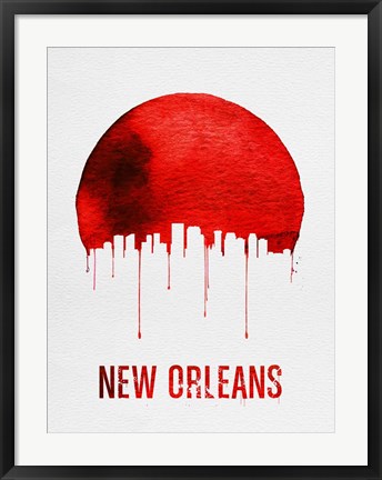 Framed New Orleans Skyline Red Print