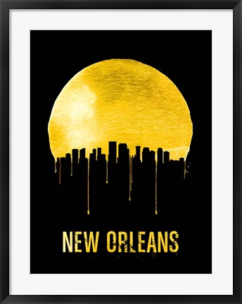 Framed New Orleans Skyline Yellow Print