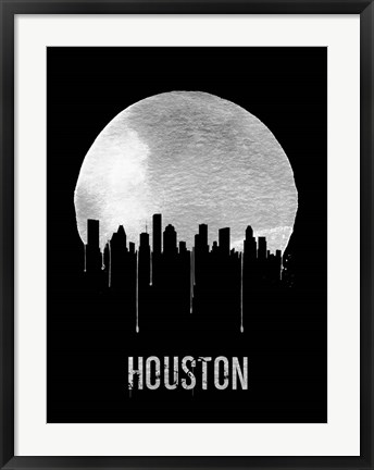 Framed Houston Skyline Black Print