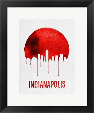 Framed Indianapolis Skyline Red Print