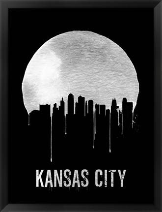 Framed Kansas City Skyline Black Print