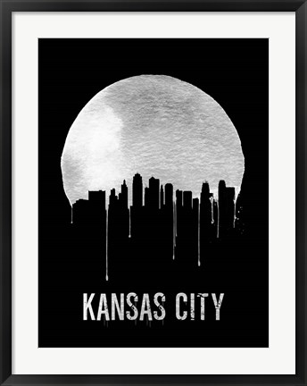 Framed Kansas City Skyline Black Print