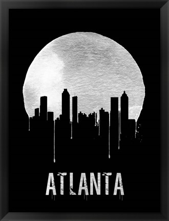 Framed Atlanta Skyline Black Print