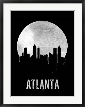 Framed Atlanta Skyline Black Print