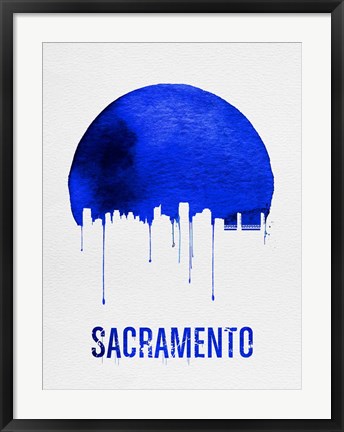 Framed Sacramento Skyline Blue Print