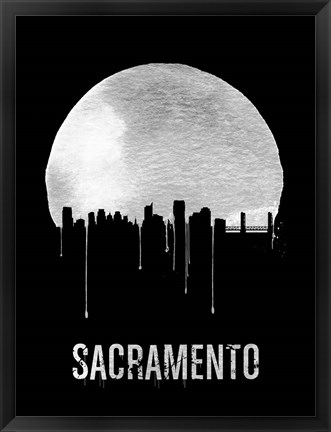 Framed Sacramento Skyline Black Print