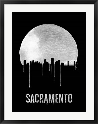 Framed Sacramento Skyline Black Print