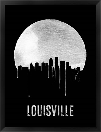 Framed Louisville Skyline Black Print