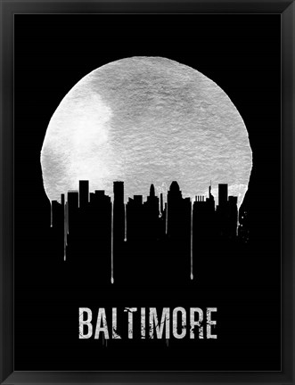 Framed Baltimore Skyline Black Print