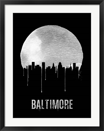 Framed Baltimore Skyline Black Print