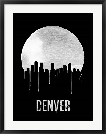 Framed Denver Skyline Black Print