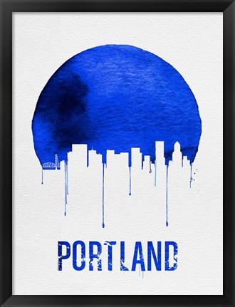 Framed Portland Skyline Blue Print