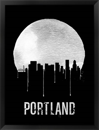 Framed Portland Skyline Black Print