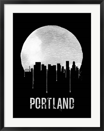 Framed Portland Skyline Black Print