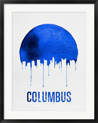 Framed Columbus Skyline Blue Print