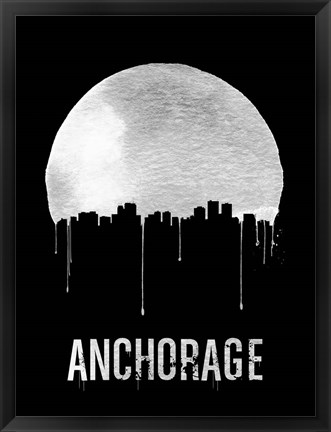 Framed Anchorage Skyline Black Print