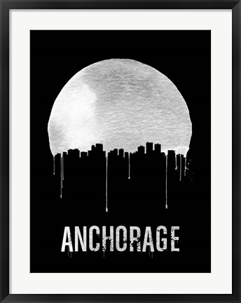 Framed Anchorage Skyline Black Print