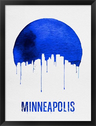 Framed Minneapolis Skyline Blue Print