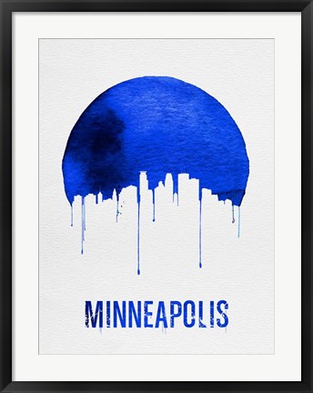 Framed Minneapolis Skyline Blue Print