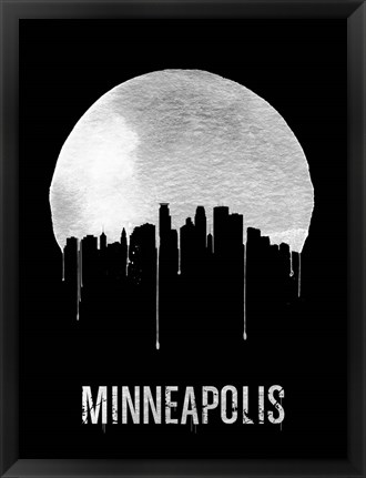 Framed Minneapolis Skyline Black Print