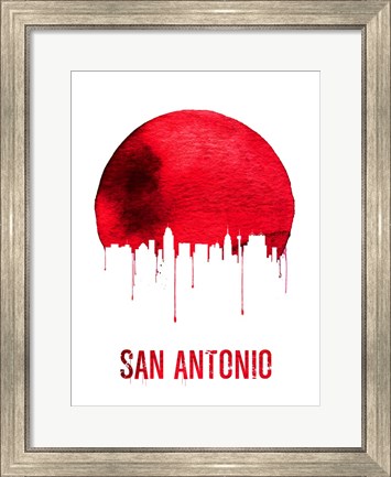 Framed San Antonio Skyline Red Print