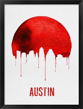 Framed Austin Skyline Red Print