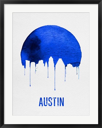 Framed Austin Skyline Blue Print