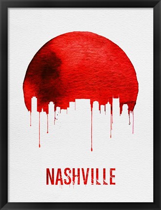 Framed Nashville Skyline Red Print