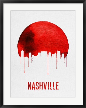 Framed Nashville Skyline Red Print