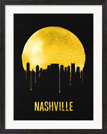 Framed Nashville Skyline Yellow Print