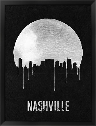 Framed Nashville Skyline Black Print