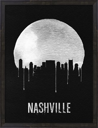 Framed Nashville Skyline Black Print