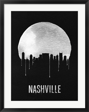 Framed Nashville Skyline Black Print