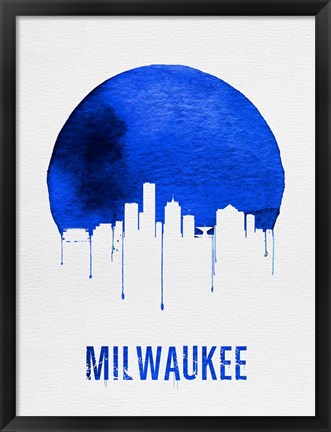 Framed Milwaukee Skyline Blue Print