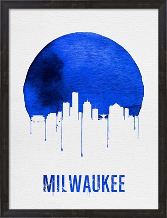 Framed Milwaukee Skyline Blue Print