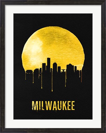 Framed Milwaukee Skyline Yellow Print