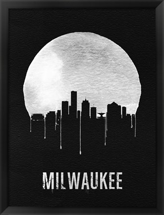 Framed Milwaukee Skyline Black Print