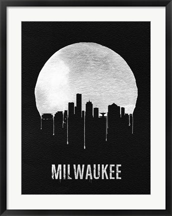 Framed Milwaukee Skyline Black Print