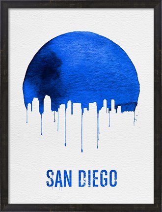Framed San Diego Skyline Blue Print