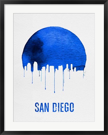 Framed San Diego Skyline Blue Print