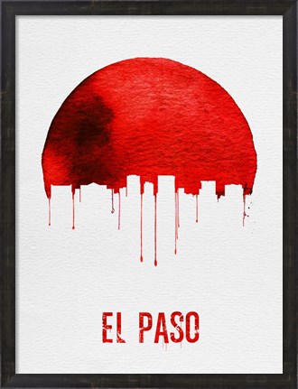 Framed El Paso Skyline Red Print