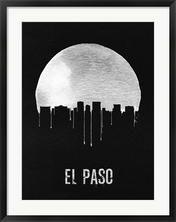 Framed El Paso Skyline Black Print