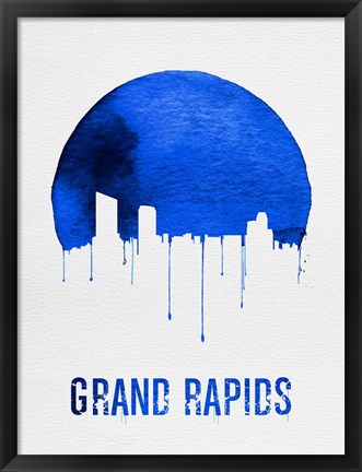 Framed Grand Rapids Skyline Blue Print