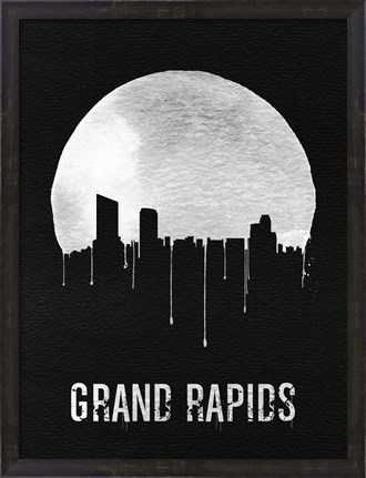 Framed Grand Rapids Skyline Black Print