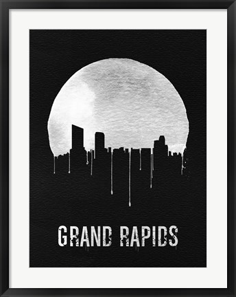 Framed Grand Rapids Skyline Black Print