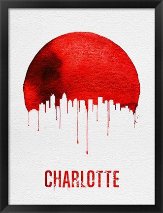 Framed Charlotte Skyline Red Print