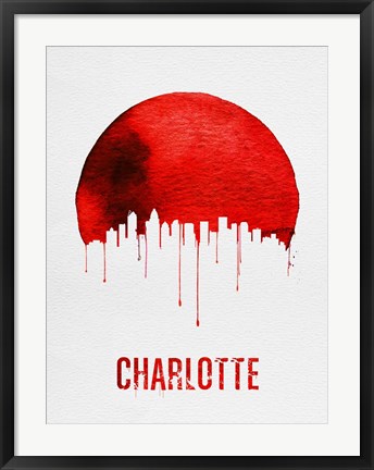 Framed Charlotte Skyline Red Print