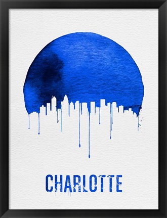 Framed Charlotte Skyline Blue Print